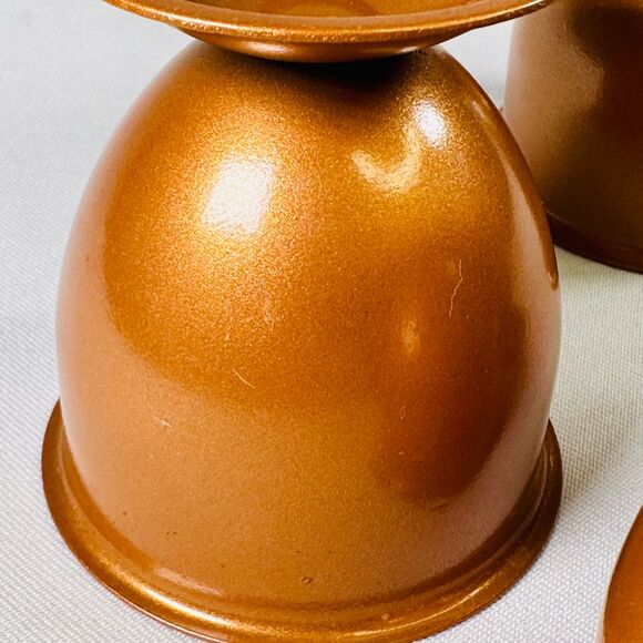 Vintage Metallic Copper Colored Pedestal Non-Food Set of 4 Cups Minor Flaws - Picture 9 of 9